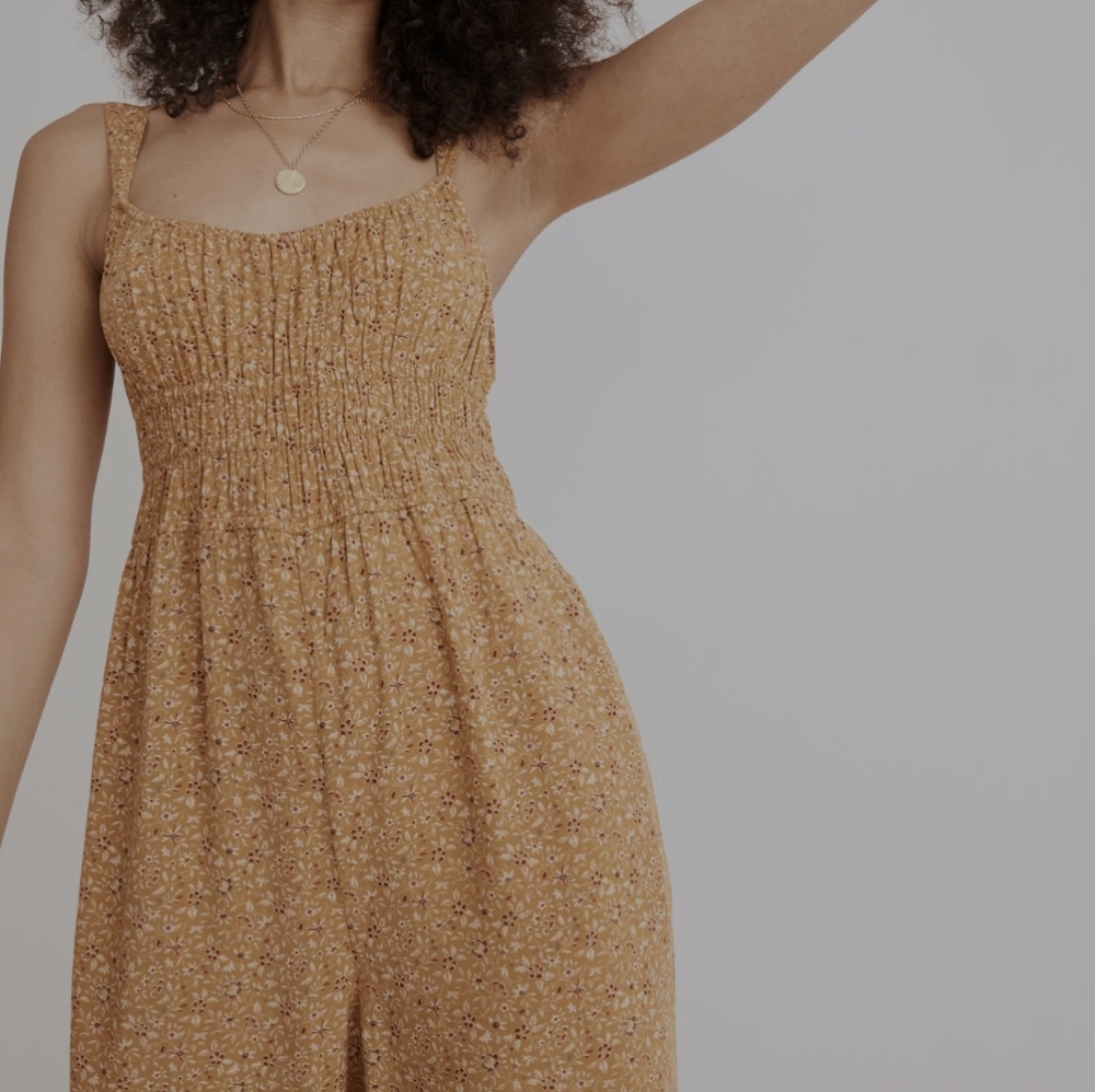 Madewell Mustard Floral Jumpsuit